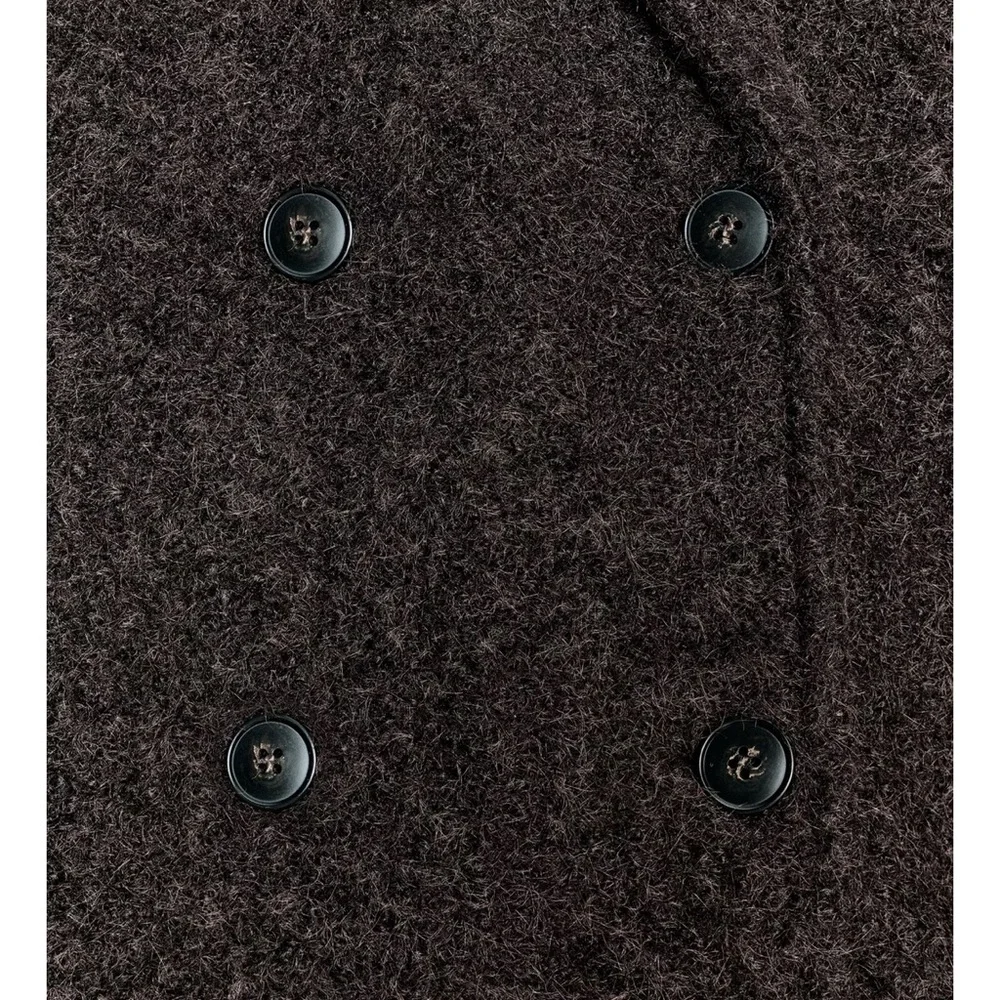 Zara Bouclé Double-Breasted Mid-Length Coat Brand New